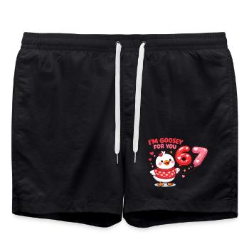 Gans Lustiges 67 Valentine Paar Geschenk - Badeshorts - Schwarz - Vorne - AI Model Male 185 light (185cm)