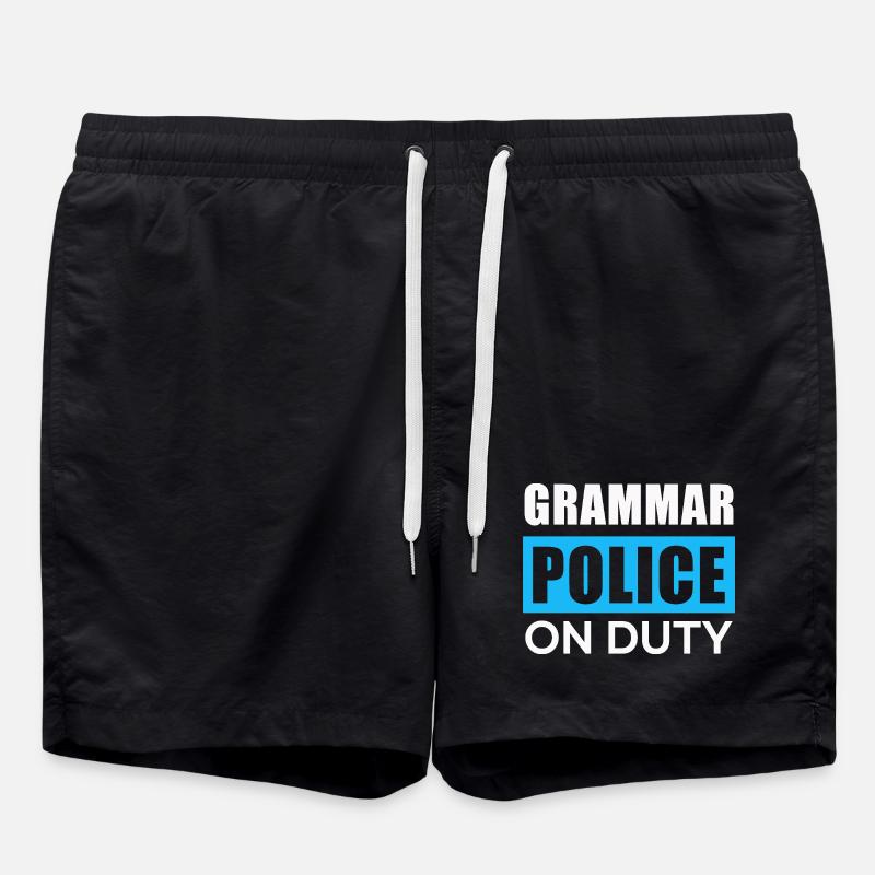 Grammatikpolizei im Einsatz - Badeshorts - Schwarz
