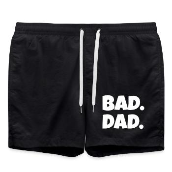 Bad Dad. – Lustiger Vater Spruch (Minimal) - Badeshorts - Schwarz - Vorne - AI Model Male 185 light (185cm)