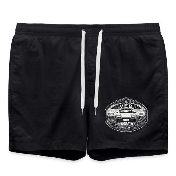 Wartburg 1.3 Dekoratief IFA  Eisenach Retro Logo - Badeshorts - Schwarz - Vorne - AI Model Male 185 light (185cm)