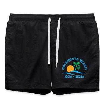 Goa Sunrise Calangute Strandpalmen - Badeshorts - Schwarz - Vorne - AI Model Male 185 light (185cm)