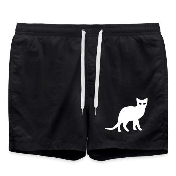 Silhouette de chat Cadeau Cadeau Amoureux des Chats - Short de bain - noir - Devant - AI Model Male 185 light (185cm)