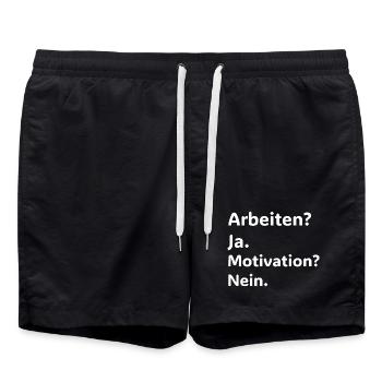 Arbeiten Ja Motivation Nein Lustiger Spruch Shirt - Short de bain - noir - Devant - AI Model Male 185 light (185cm)