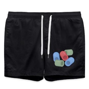 Abstract Color Capsules Ironing Beads - Swim Trunks - black - Front - AI Model Male 185 light (185cm)