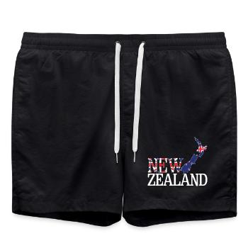 Neuseeländische Landkarte - Badeshorts - Schwarz - Vorne - AI Model Male 185 light (185cm)