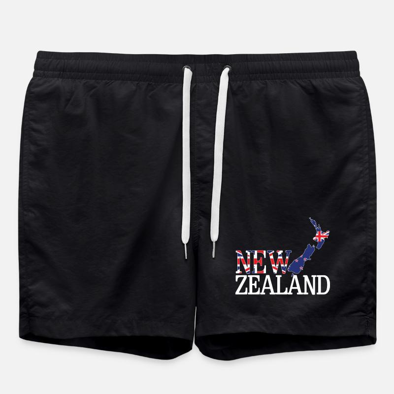 New Zealand Land Map - Swim Trunks - black