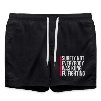 Surely Not Everybody Was Kung Fu Fighting Lustig - Swim Trunks - black - Front - AI Model Male 185 light (185cm)