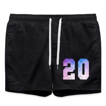 Issue 20 – 20th Anniversary Gift - Swim Trunks - black - Front - AI Model Male 185 light (185cm)