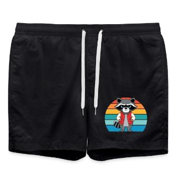 Raton laveur rétro coquin pour les amateurs de ratons laveurs - Short de bain - noir - Devant - AI Model Male 185 light (185cm)