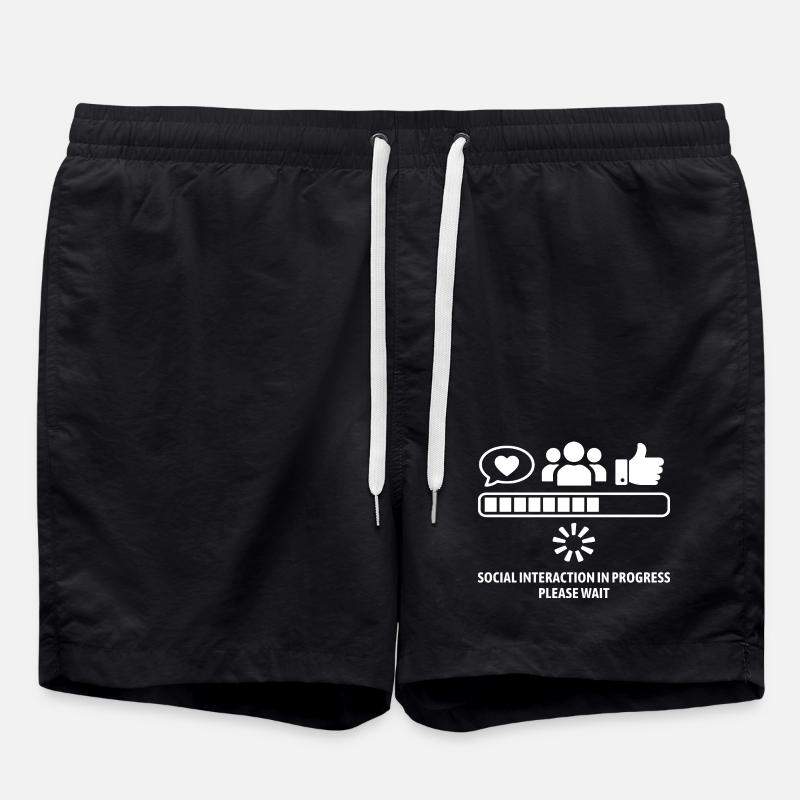 Social interaction - Nerd - Gamer - Swim Trunks - black