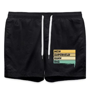 Superheld als Handwerker - Badeshorts - Schwarz - Vorne - AI Model Male 185 light (185cm)
