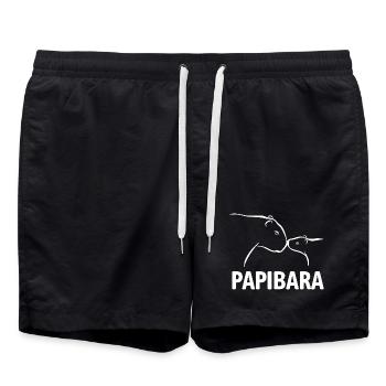 Papibara - Capybara Vater und Kind - Badeshorts - Schwarz - Vorne - AI Model Male 185 light (185cm)