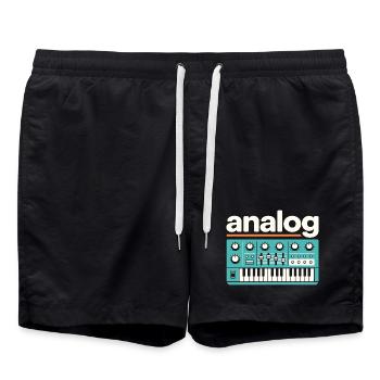 Analog Synthesizer Retro Music  - Swim Trunks - black - Front - AI Model Male 185 light (185cm)