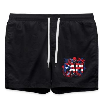 Papi Puerto Rico Flag Frog Tropics - Swim Trunks - black - Front - AI Model Male 185 light (185cm)