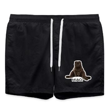 Der ultimative Scottish Fold Chill-Vibe – „Miao.“ - Badeshorts - Schwarz - Vorne - AI Model Male 185 light (185cm)