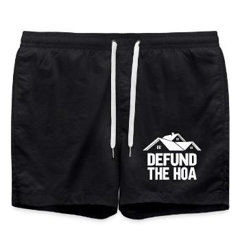Defund The HOA Protest Roofline - Swim Trunks - black - Front - AI Model Male 185 light (185cm)