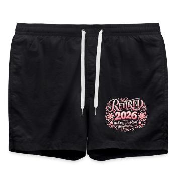 Retirement 2026 Plus My Problem Humor - Swim Trunks - black - Front - AI Model Male 185 light (185cm)