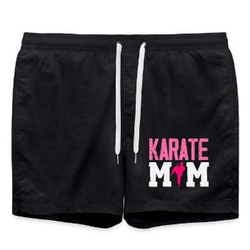 Karate Maman Arts Martiaux Mère Combattante Rose - Short de bain - noir - Devant - AI Model Male 185 light (185cm)