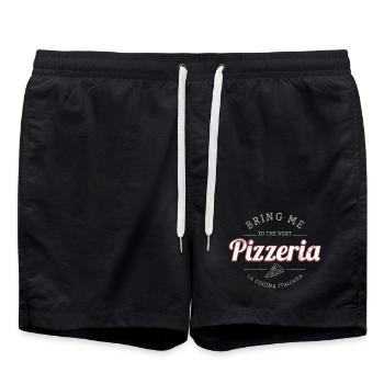 Pizzeria Restaurant Vintage Italien Retro Design - Badeshorts - Schwarz - Vorne - AI Model Male 185 light (185cm)