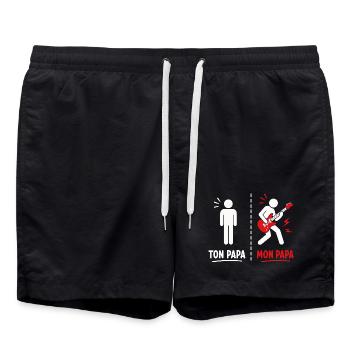 Ton Papa vs Mon Papa: Attitude Guitare - Short de bain - noir - Devant - AI Model Male 185 light (185cm)