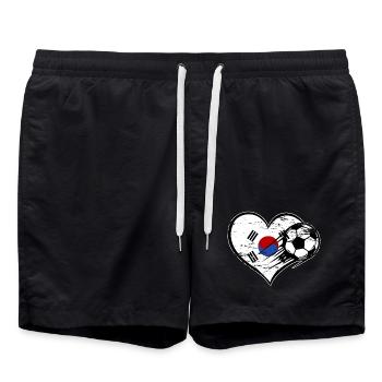 South Korea flag football with heart used - Swim Trunks - black - Front - AI Model Male 185 light (185cm)