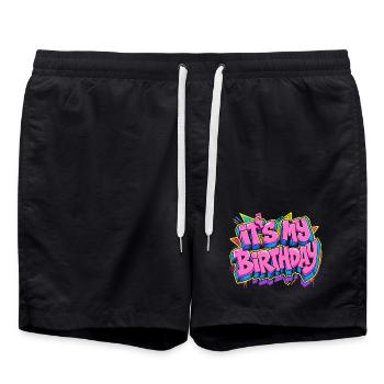 Its My Birthday Graffiti Colorfest - Swim Trunks - black - Front - AI Model Male 185 light (185cm)