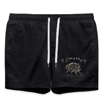 Niedlicher Waschbär | Vintage Waldtier Illustratio - Badeshorts - Schwarz - Vorne - AI Model Male 185 light (185cm)