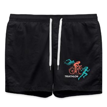 Triathlon | Swim Bike Run | Sportlerin Geschenk - Badeshorts - Schwarz - Vorne - AI Model Male 185 light (185cm)