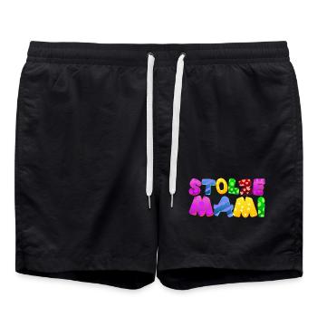 Baby Eltern Kind Geschenk Sprüche Geburt Mama Papa - Badeshorts - Schwarz - Vorne - AI Model Male 185 light (185cm)