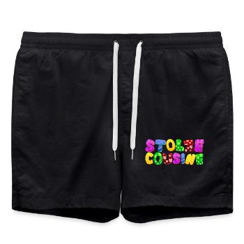 Baby Eltern Kind Geschenk Cousine Geburt Mama Papa - Badeshorts - Schwarz - Vorne - AI Model Male 185 light (185cm)