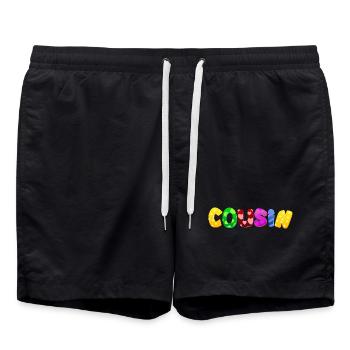 Bébé Parents Enfant Cadeau Dictons Naissance Maman Papa - Short de bain - noir - Devant - AI Model Male 185 light (185cm)