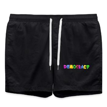 Stop AfD contre la droite, la démocratie, la diversité, la gauche - Short de bain - noir - Devant - AI Model Male 185 light (185cm)
