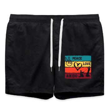 Aïkido Amour Paix - Short de bain - noir - Devant - AI Model Male 185 light (185cm)