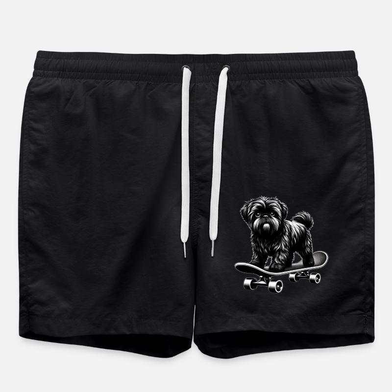 Skateboarder caniche noir et blanc - Short de bain - noir
