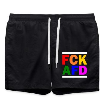 Fck afd - Badeshorts - Schwarz - Vorne - AI Model Male 185 light (185cm)