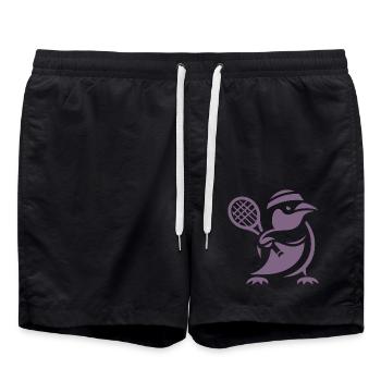 Minimalistischer Pinguin Tennisspieler Silhouette - Badeshorts - Schwarz - Vorne - AI Model Male 185 light (185cm)