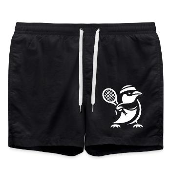 Minimalistischer Pinguin Tennisspieler Silhouette - Badeshorts - Schwarz - Vorne - AI Model Male 185 light (185cm)
