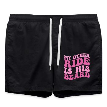 Mein anderer Wagen ist sein Beard Tees Groovy Beard Lover - Badeshorts - Schwarz - Vorne - AI Model Male 185 light (185cm)