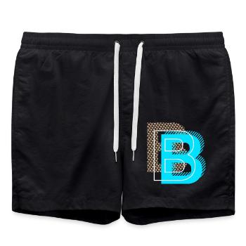 Cooler Buchstabe B - Badeshorts - Schwarz - Vorne - AI Model Male 185 light (185cm)