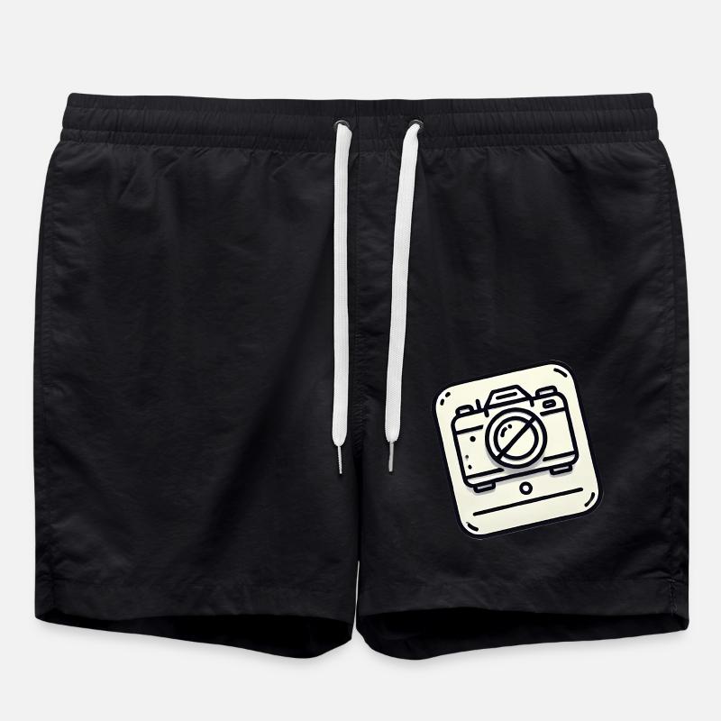 No Camera Allowed Icon Design - Swim Trunks - black