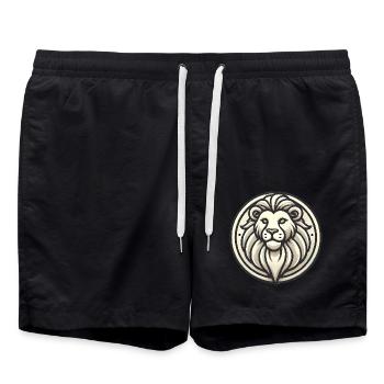 Conception d’insigne de lion stylisé - Short de bain - noir - Devant - AI Model Male 185 light (185cm)