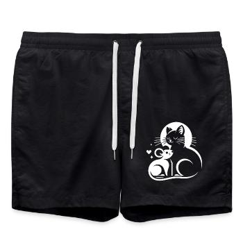 Cat and Mouse in Friendship, Peace and Love - Swim Trunks - black - Front - AI Model Male 185 light (185cm)