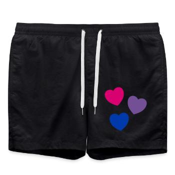 Herzen Bi Flagge Farben Subtiler Stolz - Badeshorts - Schwarz - Vorne - AI Model Male 185 light (185cm)