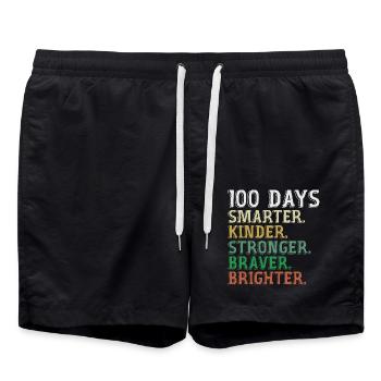 100 Days of School Smarter - 100th Days Of School - Short de bain - noir - Devant - AI Model Male 185 light (185cm)