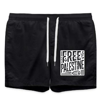 Free palestine - Short de bain - noir - Devant - AI Model Male 185 light (185cm)