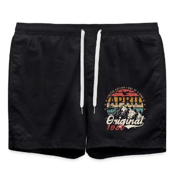 April 1980 | Geburtstag April 1980 - Badeshorts - Schwarz - Vorne - AI Model Male 185 light (185cm)