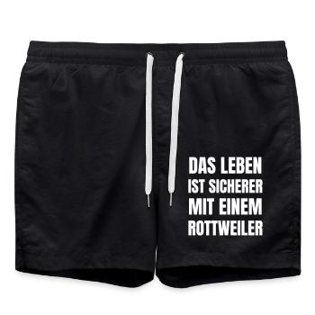 Das Leben ist sicherer mit einem Rottweiler. - Badeshorts - Schwarz - Vorne - AI Model Male 185 light (185cm)