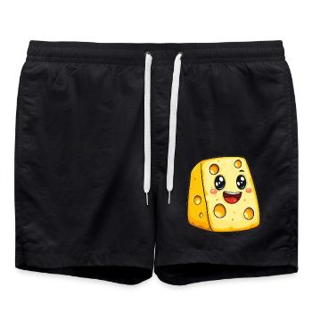 Süßer Käse mit Gesicht - Badeshorts - Schwarz - Vorne - AI Model Male 185 light (185cm)