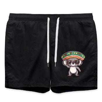 Koala Comic Lustig Sombrero - Badeshorts - Schwarz - Vorne - AI Model Male 185 light (185cm)