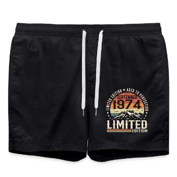 Cadeau Anniversaire Septembre 1974, September 1974 - Short de bain - noir - Devant - AI Model Male 185 light (185cm)